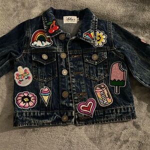 Lola + The Boys Dark Blue Jean Jacket with Fun Patches